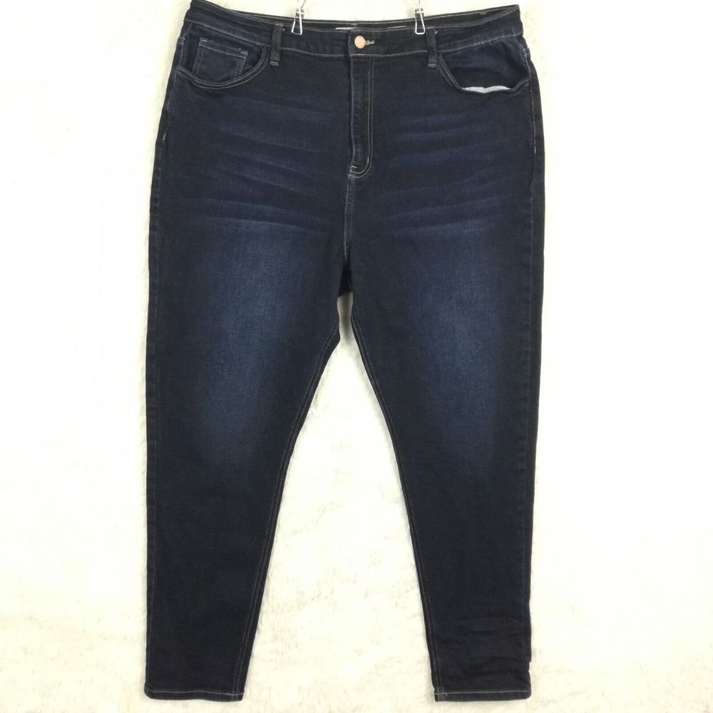 Kancan Womens Jeans Kurvy Ankle Skinny Blue Denim Ultra High Rise Dark Wash 36